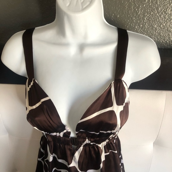 BEBE Sexy Brown/White Giraffe Print Plunge Front M - Picture 6 of 11